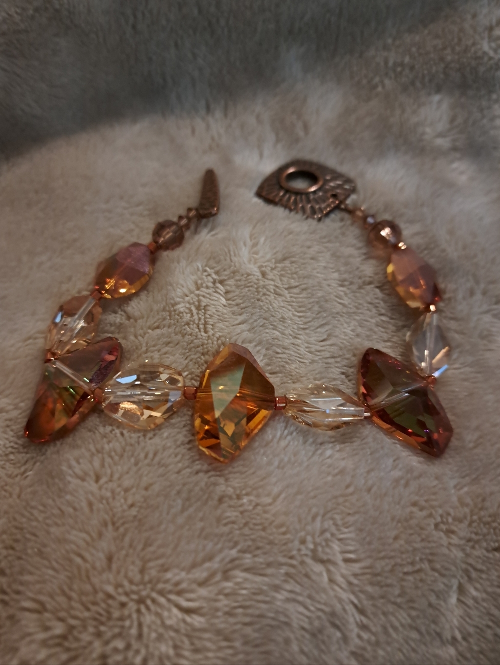 SWAROVSKI Amber And Yellow CRYSTAL BRACELET on a Copper Clasp